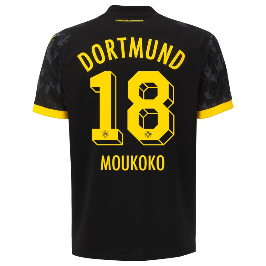 Homem Camisola Youssoufa Moukoko #18 Preto Alternativa 2023/24 Camisa Brasil