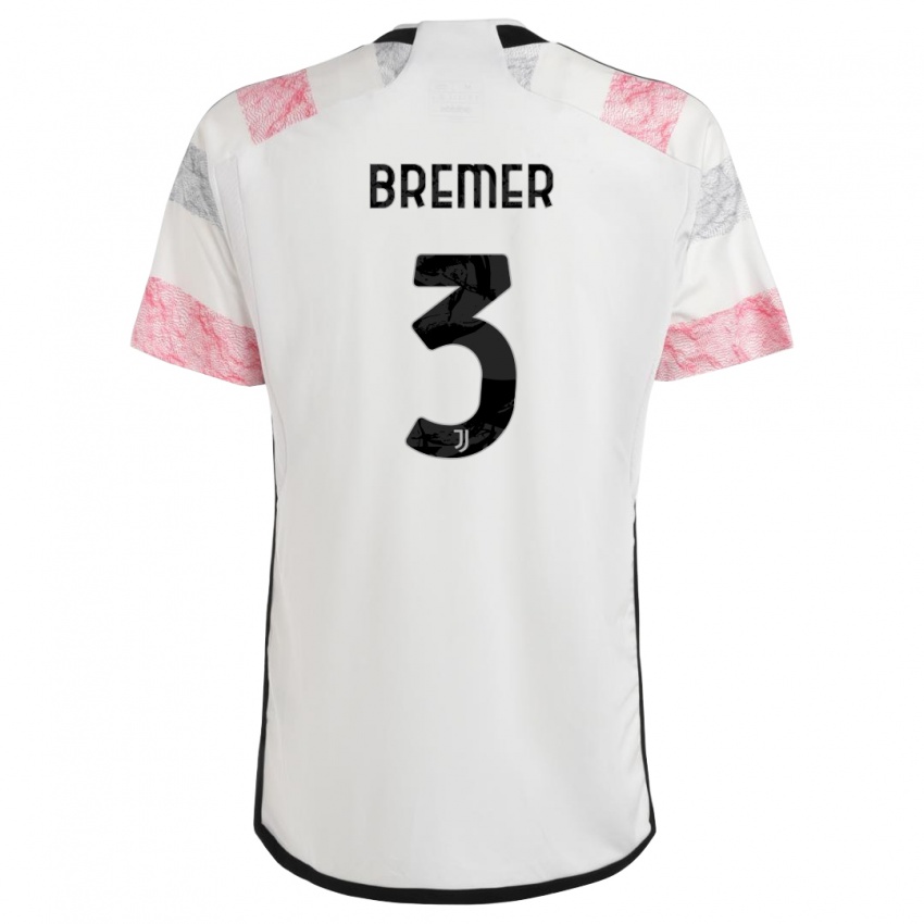 Homem Camisola Bremer #3 Branco Rosa Alternativa 2023/24 Camisa Brasil