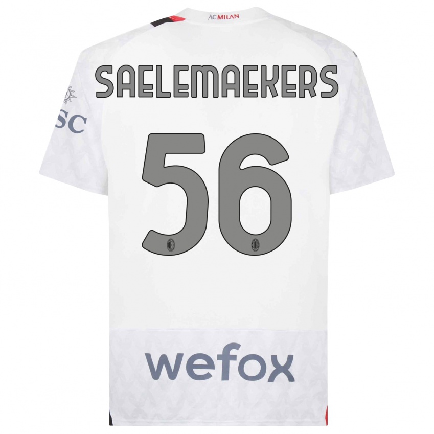 Homem Camisola Alexis Saelemaekers #56 Branco Alternativa 2023/24 Camisa Brasil