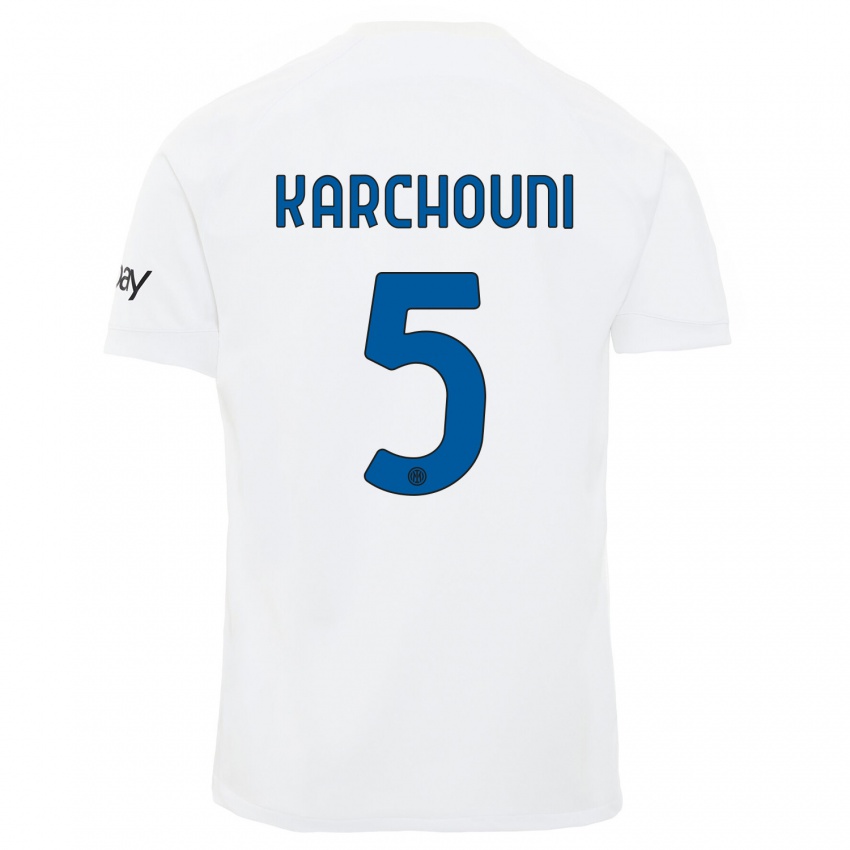 Homem Camisola Ghoutia Karchouni #5 Branco Alternativa 2023/24 Camisa Brasil