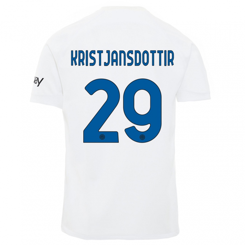 Homem Camisola Anna Bjork Kristjansdottir #29 Branco Alternativa 2023/24 Camisa Brasil