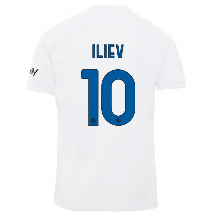 Homem Camisola Nikola Iliev #10 Branco Alternativa 2023/24 Camisa Brasil