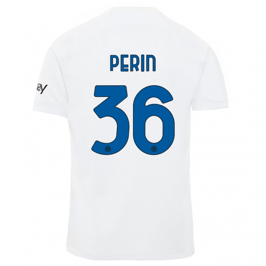 Homem Camisola Nicolo Perin #36 Branco Alternativa 2023/24 Camisa Brasil