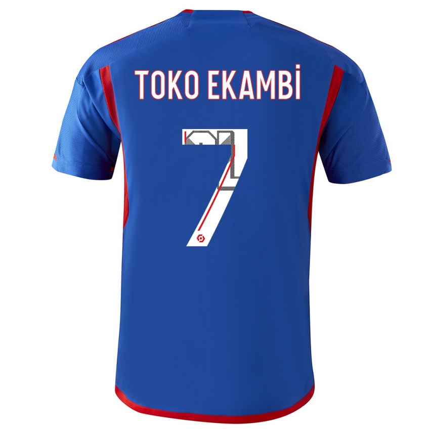 Homem Camisola Karl Toko Ekambi #7 Azul Vermelho Alternativa 2023/24 Camisa Brasil