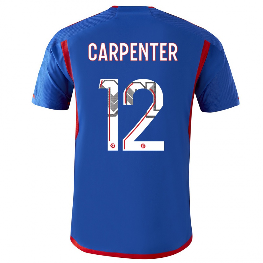 Homem Camisola Ellie Carpenter #12 Azul Vermelho Alternativa 2023/24 Camisa Brasil