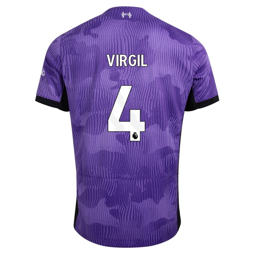 Homem Camisola Virgil Van Dijk #4 Roxo Terceiro 2023/24 Camisa Brasil