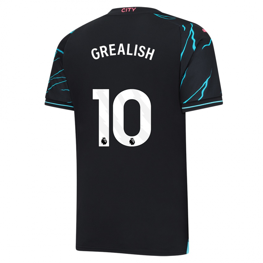 Homem Camisola Jack Grealish #10 Azul Escuro Terceiro 2023/24 Camisa Brasil
