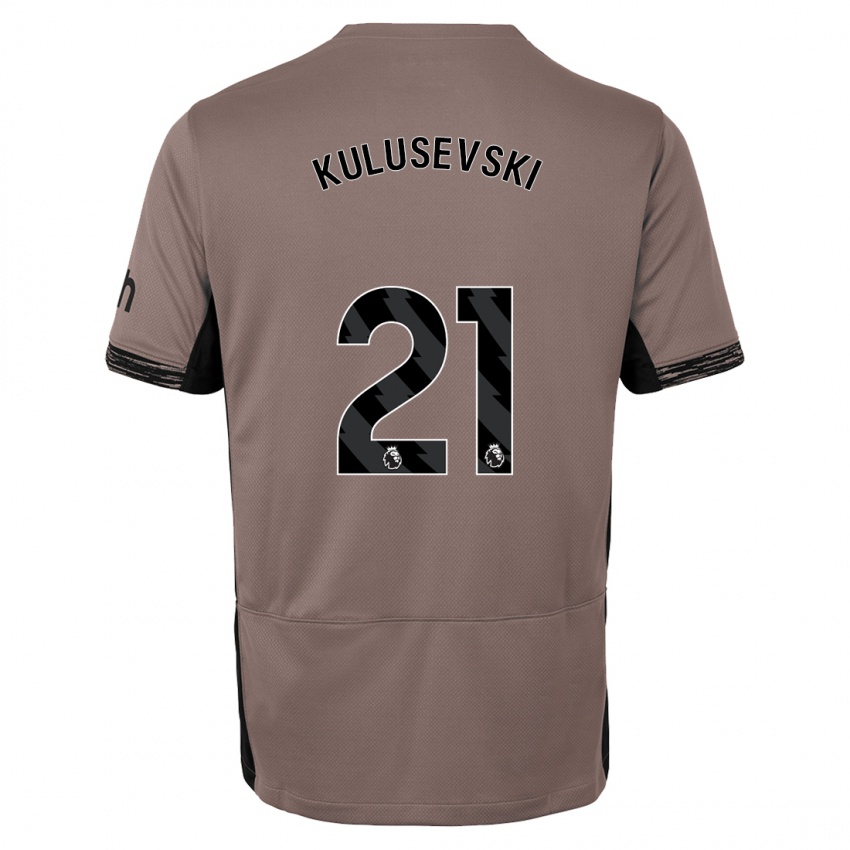 Homem Camisola Dejan Kulusevski #21 Bege Escuro Terceiro 2023/24 Camisa Brasil