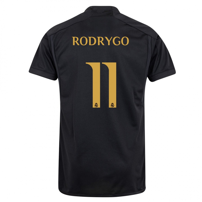 Homem Camisola Rodrygo #11 Preto Terceiro 2023/24 Camisa Brasil
