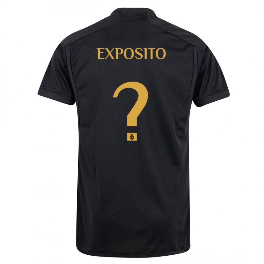 Homem Camisola Samu Exposito #0 Preto Terceiro 2023/24 Camisa Brasil