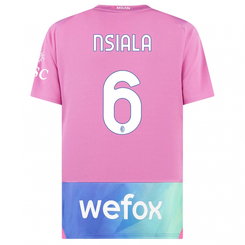 Homem Camisola Clinton Nsiala #6 Rosa Roxo Terceiro 2023/24 Camisa Brasil