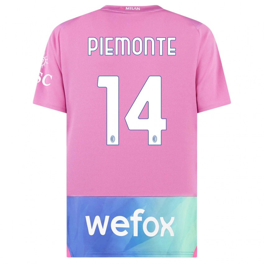 Homem Camisola Martina Piemonte #14 Rosa Roxo Terceiro 2023/24 Camisa Brasil