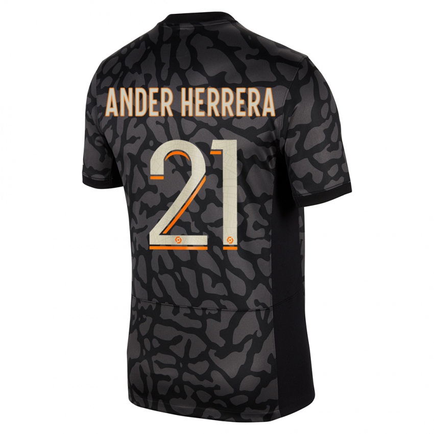 Homem Camisola Ander Herrera #21 Preto Terceiro 2023/24 Camisa Brasil