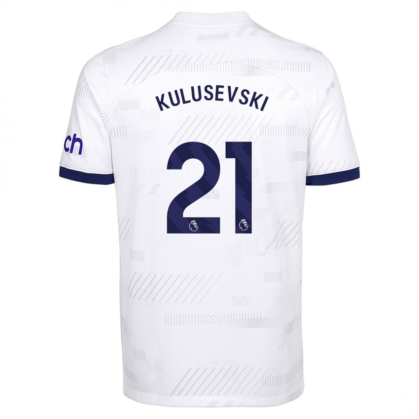 Mulher Camisola Dejan Kulusevski #21 Branco Principal 2023/24 Camisa Brasil