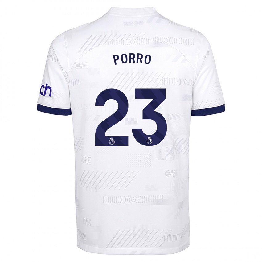 Mulher Camisola Pedro Porro #23 Branco Principal 2023/24 Camisa Brasil