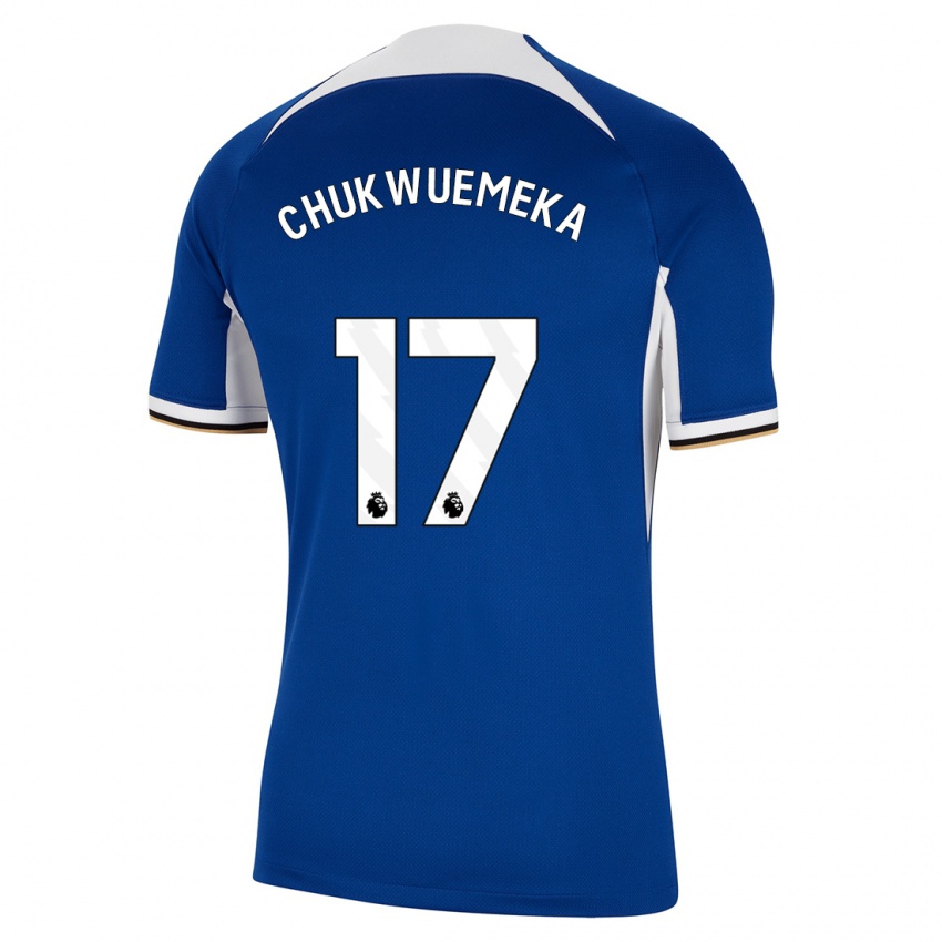 Mulher Camisola Carney Chukwuemeka #17 Azul Principal 2023/24 Camisa Brasil