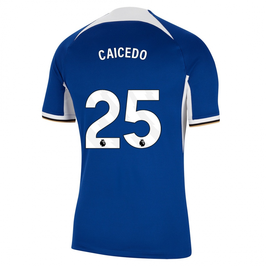 Mulher Camisola Moises Caicedo #25 Azul Principal 2023/24 Camisa Brasil