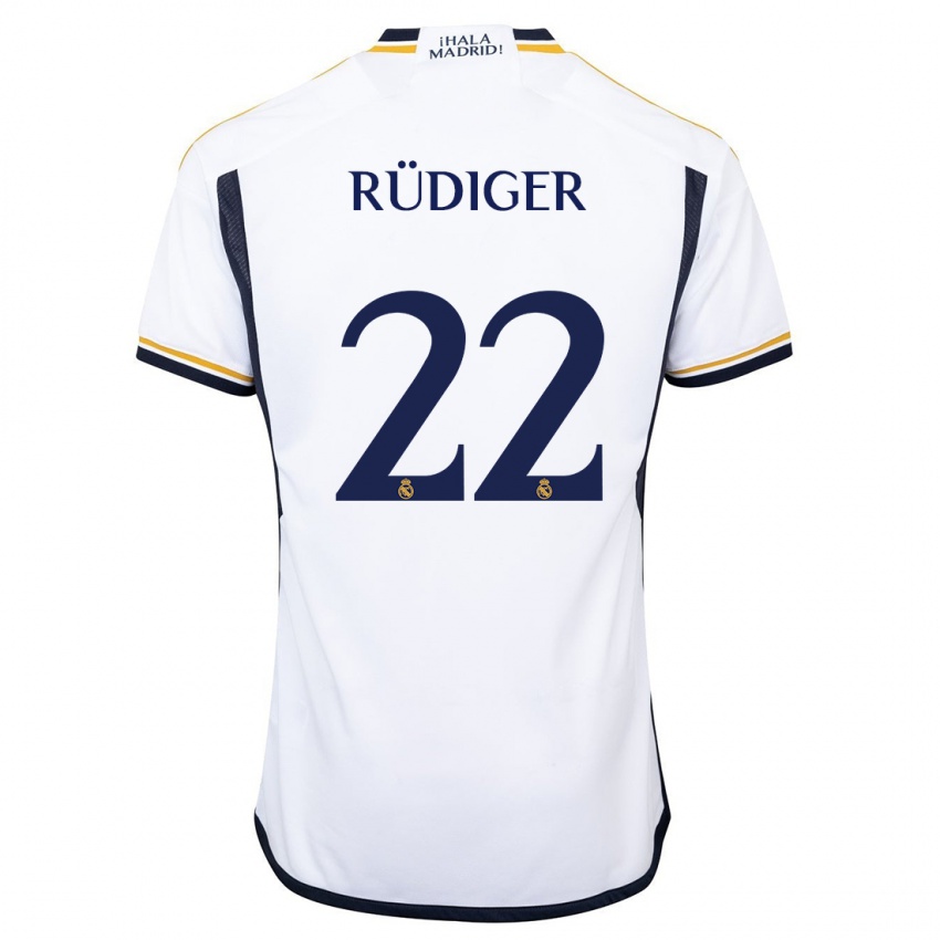 Mulher Camisola Antonio Rudiger #22 Branco Principal 2023/24 Camisa Brasil