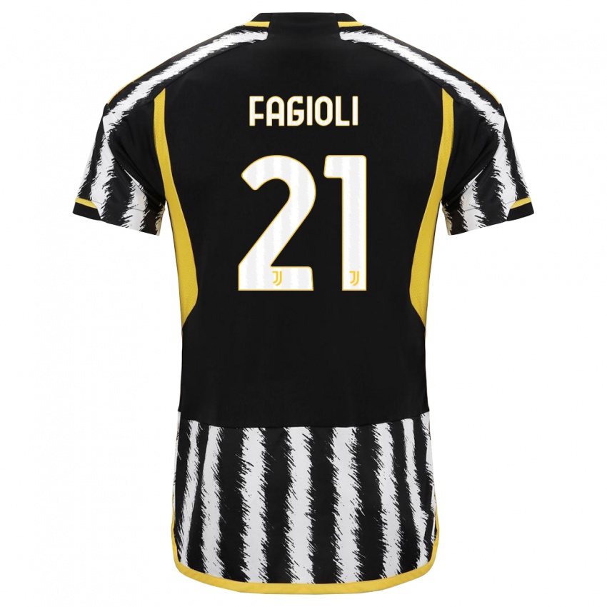 Mulher Camisola Nicolo Fagioli #21 Preto Branco Principal 2023/24 Camisa Brasil