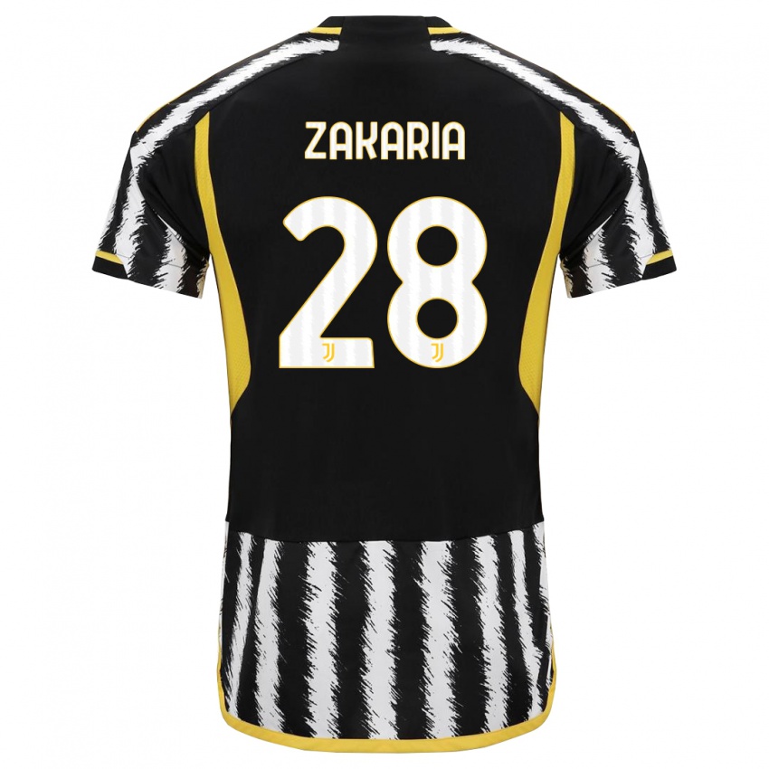 Mulher Camisola Denis Zakaria #28 Preto Branco Principal 2023/24 Camisa Brasil