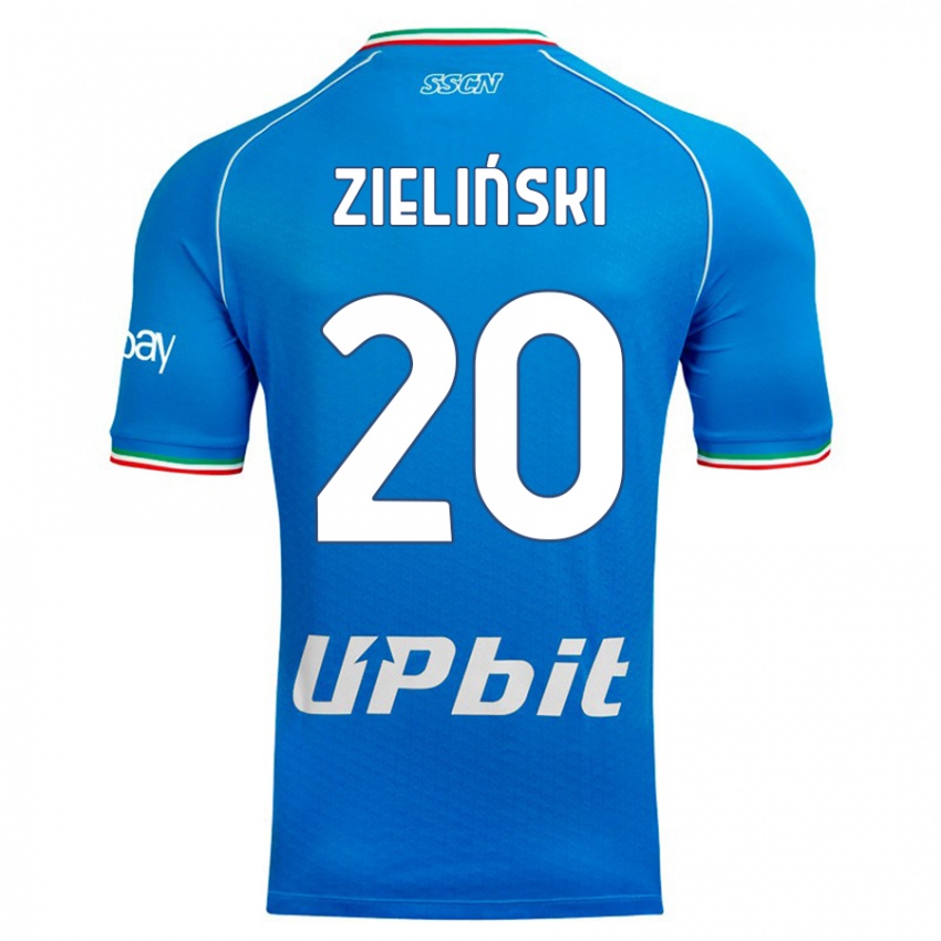 Mulher Camisola Piotr Zielinski #20 Céu Azul Principal 2023/24 Camisa Brasil