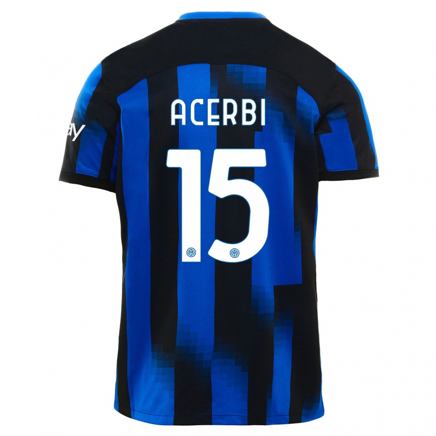 Mulher Camisola Francesco Acerbi #15 Preto Azul Principal 2023/24 Camisa Brasil