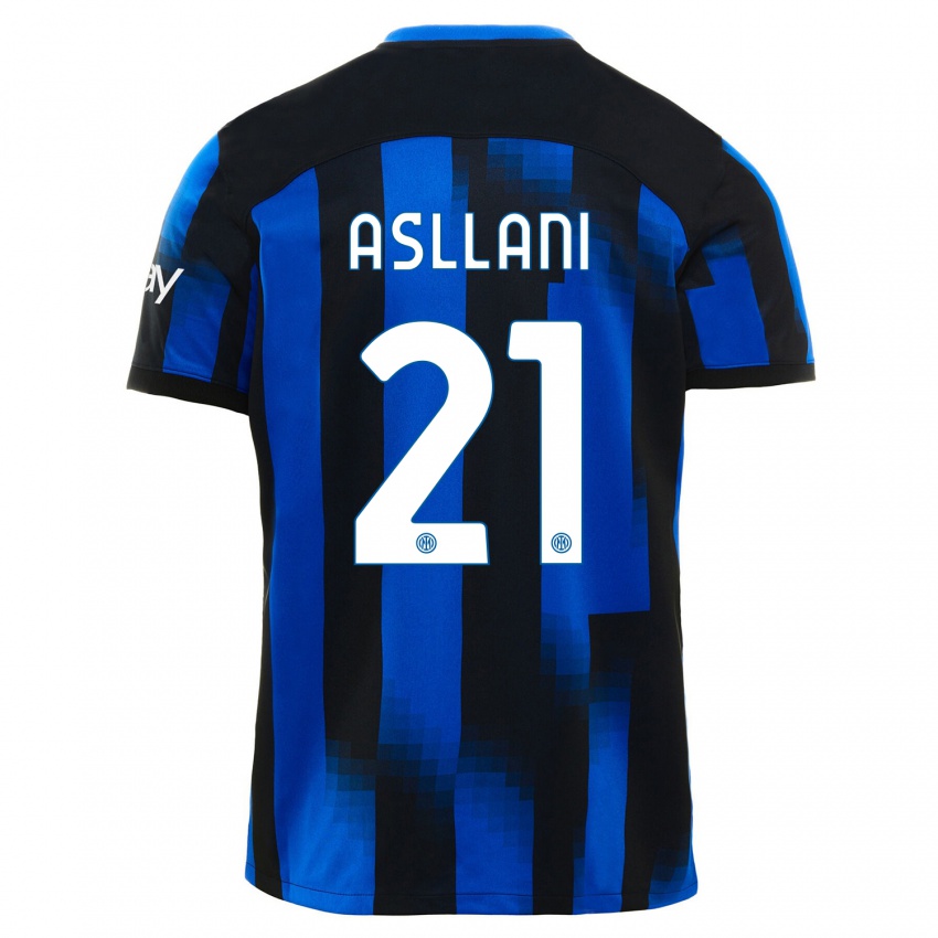 Mulher Camisola Kristjan Asllani #21 Preto Azul Principal 2023/24 Camisa Brasil