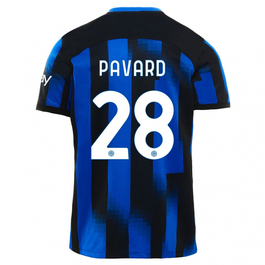 Mulher Camisola Benjamin Pavard #28 Preto Azul Principal 2023/24 Camisa Brasil