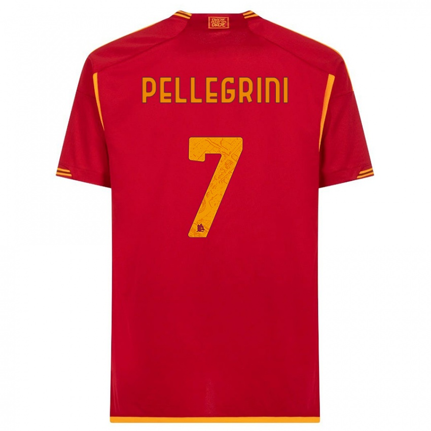 Mulher Camisola Lorenzo Pellegrini #7 Vermelho Principal 2023/24 Camisa Brasil