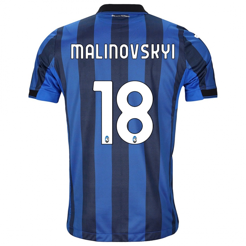 Mulher Camisola Ruslan Malinovskyi #18 Preto Azul Principal 2023/24 Camisa Brasil