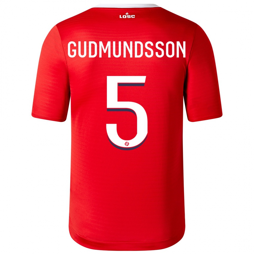 Mulher Camisola Gabriel Gudmundsson #5 Vermelho Principal 2023/24 Camisa Brasil