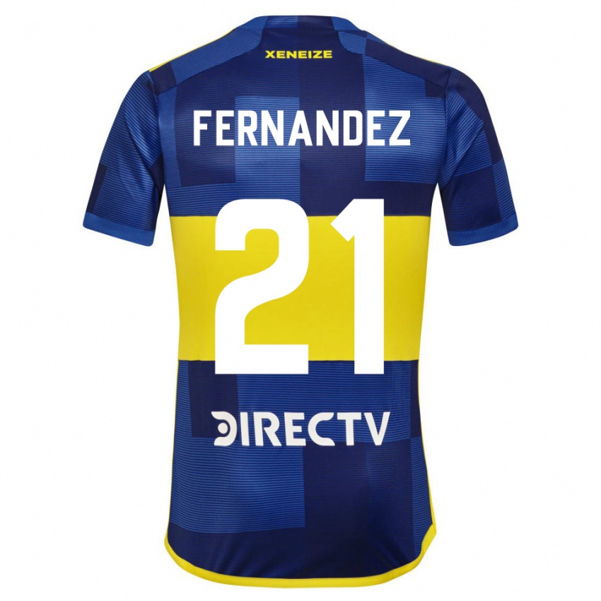 Mulher Camisola Ezequiel Fernandez #21 Azul Escuro Amarelo Principal 2023/24 Camisa Brasil