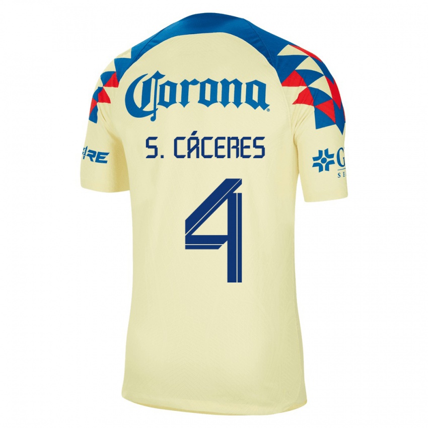 Mulher Camisola Sebastian Caceres #4 Amarelo Principal 2023/24 Camisa Brasil