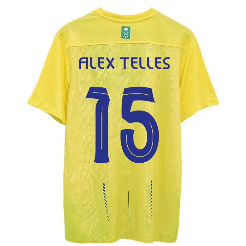 Mulher Camisola Alex Telles #15 Amarelo Principal 2023/24 Camisa Brasil