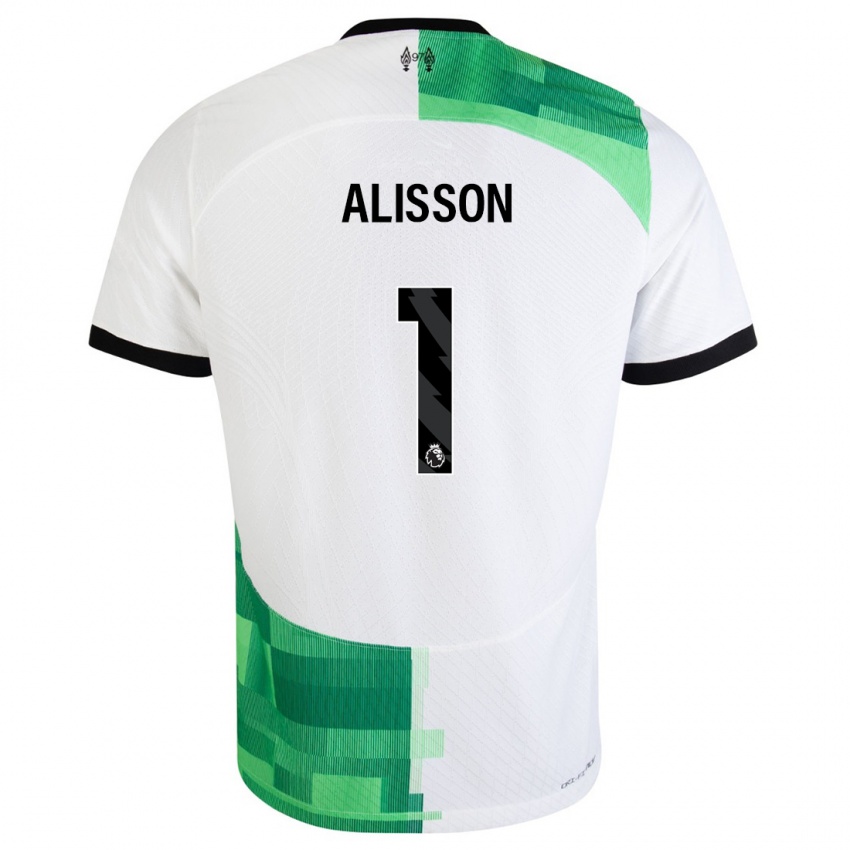 Mulher Camisola Alisson #1 Branco Verde Alternativa 2023/24 Camisa Brasil