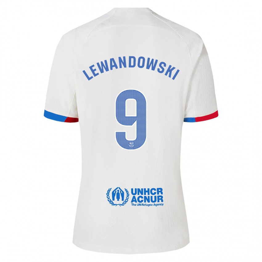 Mulher Camisola Robert Lewandowski #9 Branco Alternativa 2023/24 Camisa Brasil