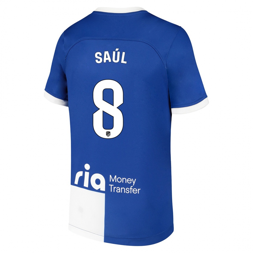 Mulher Camisola Saul Niguez #8 Branco Azulado Alternativa 2023/24 Camisa Brasil