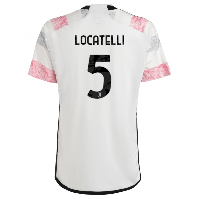 Mulher Camisola Manuel Locatelli #5 Branco Rosa Alternativa 2023/24 Camisa Brasil