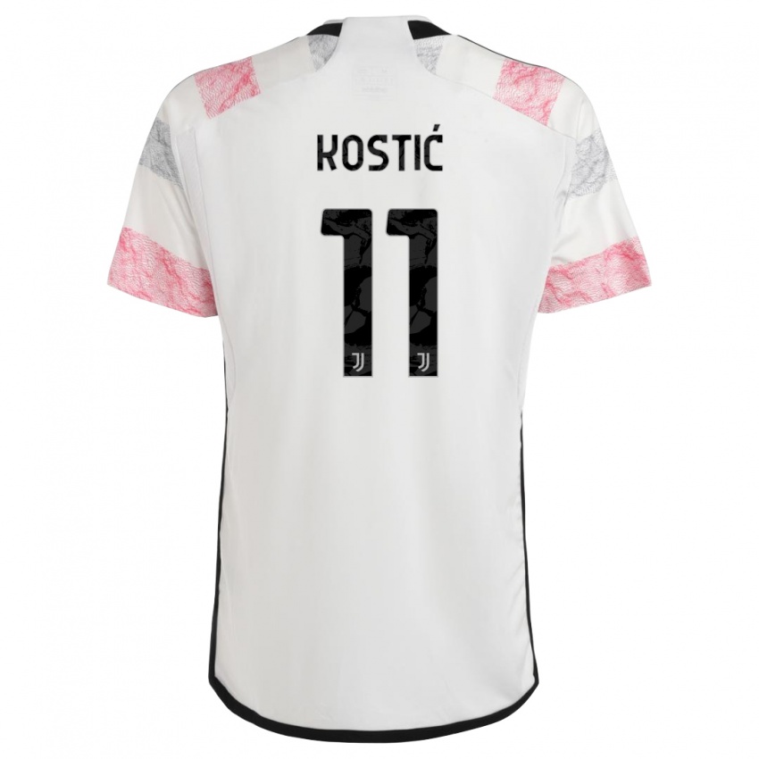 Mulher Camisola Filip Kostic #11 Branco Rosa Alternativa 2023/24 Camisa Brasil