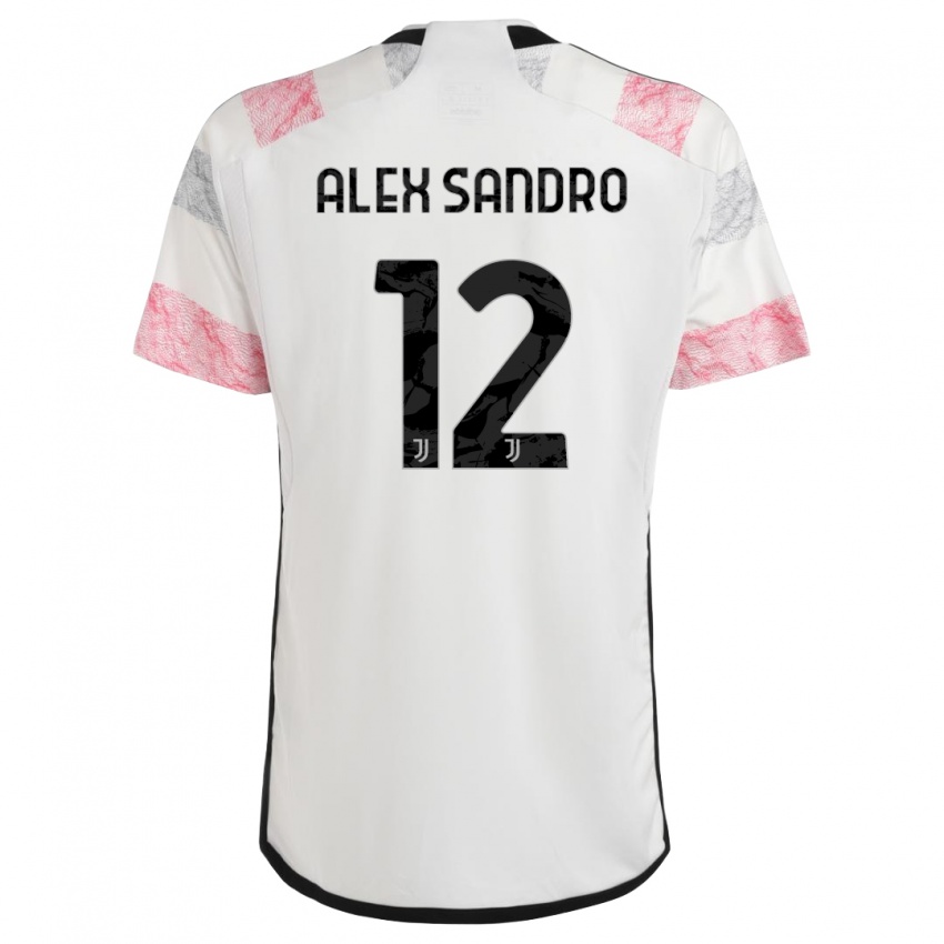 Mulher Camisola Alex Sandro #12 Branco Rosa Alternativa 2023/24 Camisa Brasil