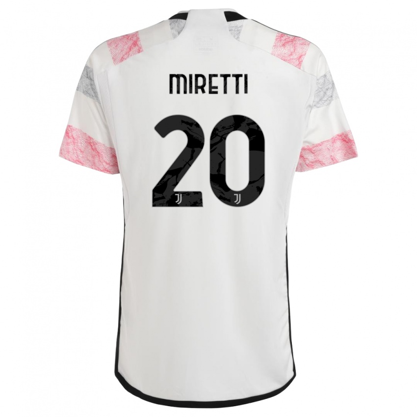 Mulher Camisola Fabio Miretti #20 Branco Rosa Alternativa 2023/24 Camisa Brasil
