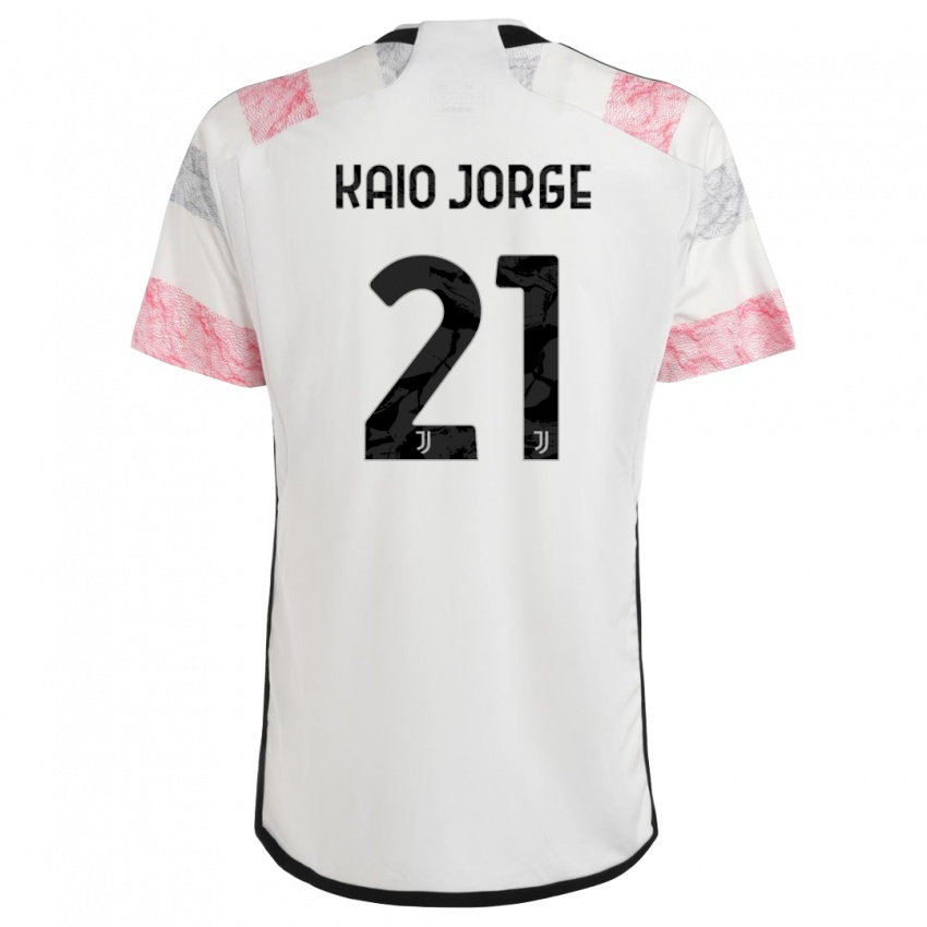 Mulher Camisola Kaio Jorge #21 Branco Rosa Alternativa 2023/24 Camisa Brasil