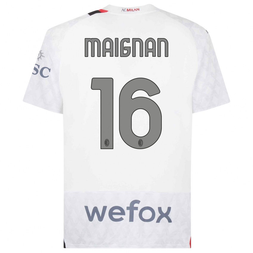 Mulher Camisola Mike Maignan #16 Branco Alternativa 2023/24 Camisa Brasil