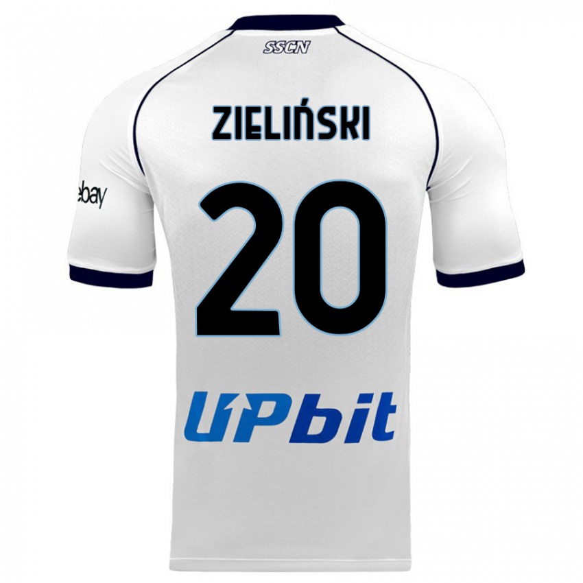 Mulher Camisola Piotr Zielinski #20 Branco Alternativa 2023/24 Camisa Brasil