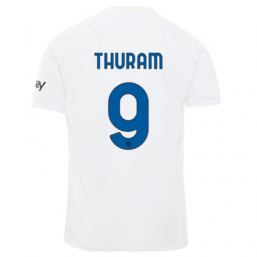 Mulher Camisola Marcus Thuram #9 Branco Alternativa 2023/24 Camisa Brasil