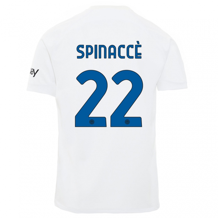 Mulher Camisola Matteo Spinaccè #22 Branco Alternativa 2023/24 Camisa Brasil