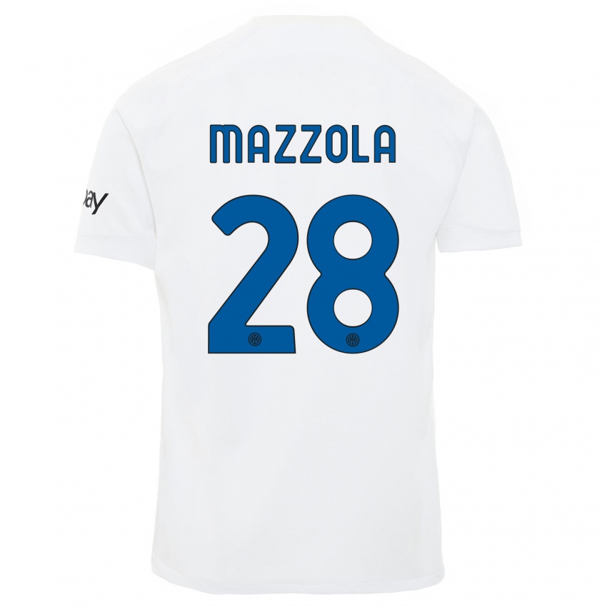 Mulher Camisola Giuseppe Mazzola #28 Branco Alternativa 2023/24 Camisa Brasil