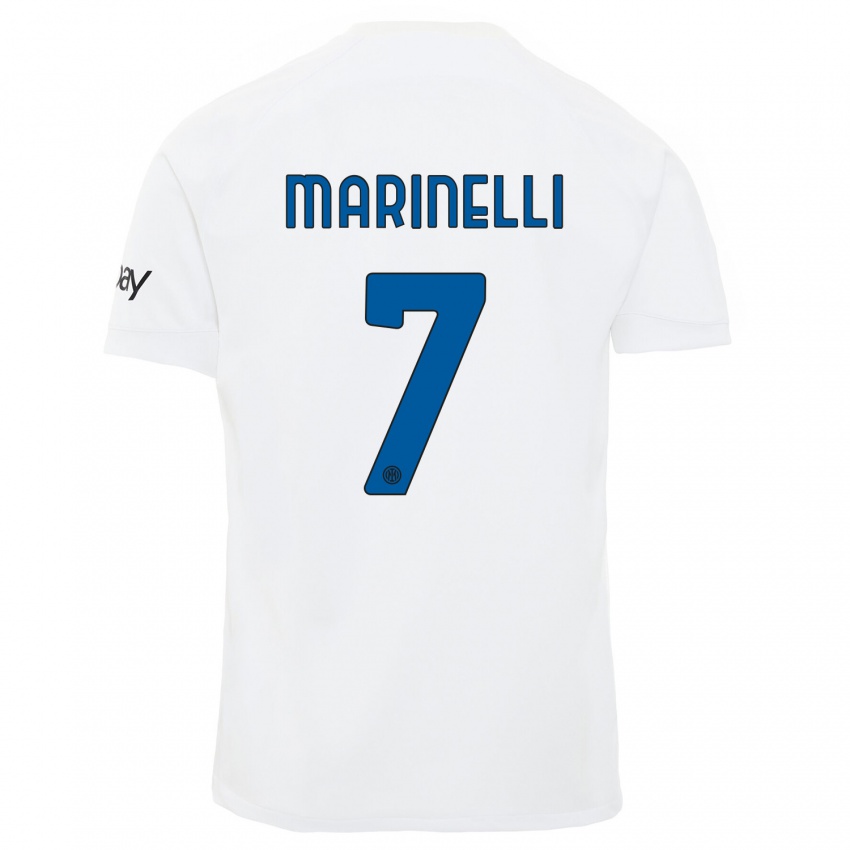 Mulher Camisola Gloria Marinelli #7 Branco Alternativa 2023/24 Camisa Brasil