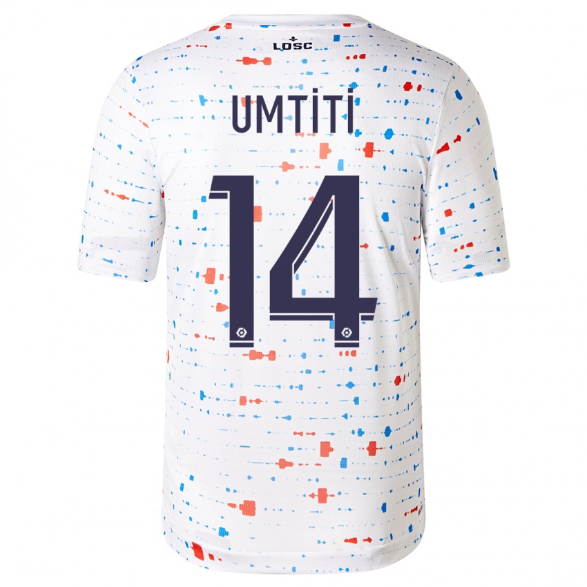 Mulher Camisola Samuel Umtiti #14 Branco Alternativa 2023/24 Camisa Brasil