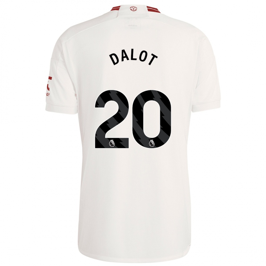 Mulher Camisola Diogo Dalot #20 Branco Terceiro 2023/24 Camisa Brasil